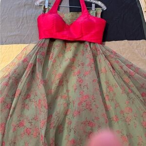 Organza lehenga & halter top